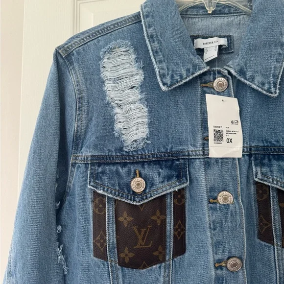 Forever 21 Blue Denim Jacket with authentic LV patches - Picture 2 of 5